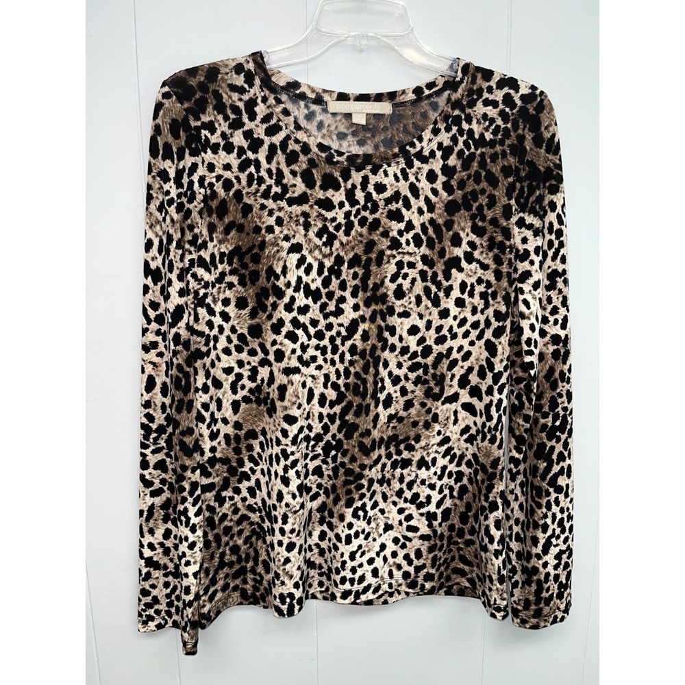 Compliments Women's Leopard Animal Print Top Clouse Medium